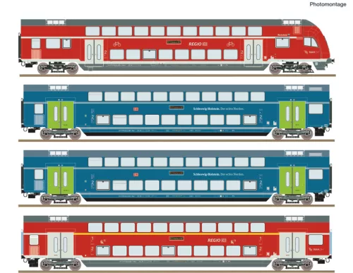 Roco 6210250 Emeletes személykocsi-készlet vezérlőkocsival, 4-részes NAH.SH, DB-AG (E6) (H0) - DCC / világítással