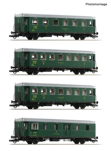 Roco 6210282 Személykocsi-készlet, 4-részes Rybak, CSD (E3) (H0) - belső világítással