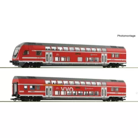   Roco 6220066 Emeletes személykocsi-pár, négytengelyes DABpza és DBpbzfa vezérlőkocsi, VVO S2 Dresden Flughafen, DB-AG (E6) (H0) - AC
