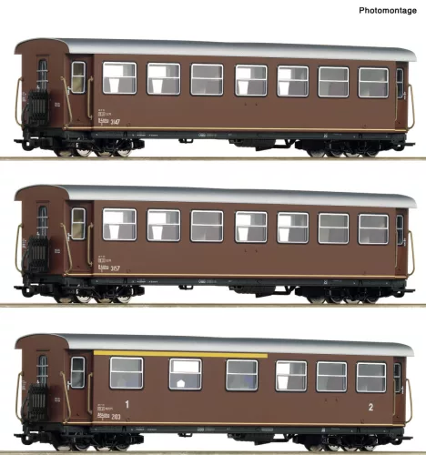 Roco 6240007 Keskeny-nyomközű négytengelyes személykocsi-készlet, 3-rászes ÖBB (E3-4) (H0)