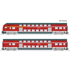   Roco 6280008 Emeletes személykocsi-pár vezérlőkocsival, négytengelyes 2. osztály, DB-AG (E6) (TT)