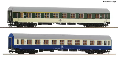 Roco 6280029 Személykocsi-pár, négytengelyes Y-típus, 1./2. osztály és 2. osztály, Versuchslackierung, DR (E4) (TT)