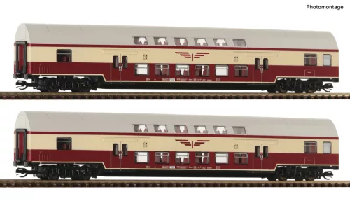 Roco 6280046 Emeletes személykocsi-pár, négytengelyes 2. osztály, Sputnik, DR (E4) (TT)