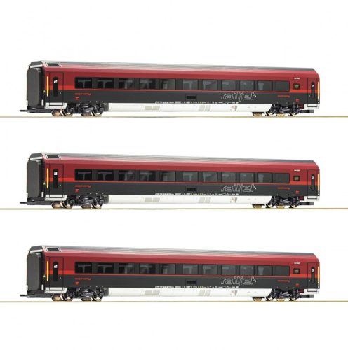 Roco 64192 Személykocsi-készlet, Railjet (3-részes) ÖBB (E6) (H0) - DCC belső világítás