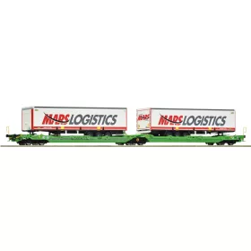  Roco 6600005 Konténerszállító iker-zsebeskocsi, Sdggmrss/T3000e, 2 db kamionfélpótkocsival, CFL Cargo (E6) (H0)