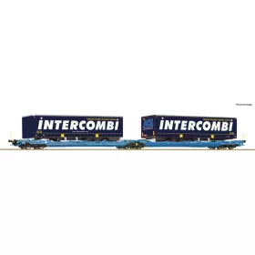   Roco 6600035 Konténerszállító iker-zsebeskocsi, Sdggmrss/T3000e, 2 db kamionfélpótkocsival, Intercombi (E6) (H0)