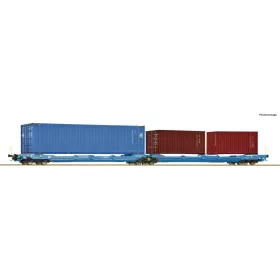   Roco 6600036 Konténerszállító iker-zsebeskocsi, Sdggmrss/T3000e, konténerekkel, Nacco (E6) (H0)
