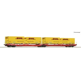   Roco 6600057 Konténerszállító iker-zsebeskocsi, Sdggmrss/T3000e, 4 db csereszekrénnyel, DHL (E6) (H0)