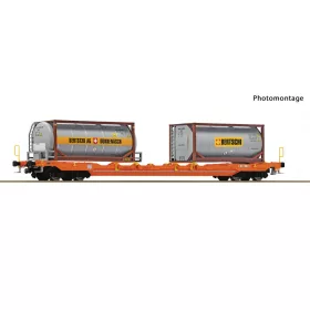   Roco 6600067 Konténerszállító négytengelyes zsebeskocsi, Sdgnss/T5, Wascosa+Bertschi (E6) (H0)