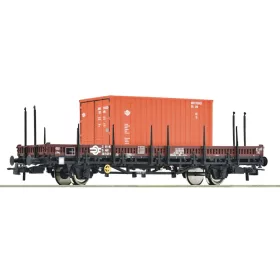   Roco 6600076-1 Rakoncás teherkocsi 1 db, Ks, 20 lábas MÁV konténer rakománnyal, MÁV (E4) (H0) 