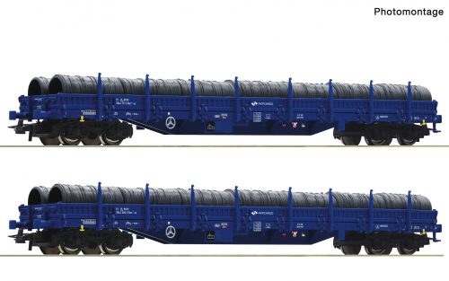Roco 6600099 Rakoncás négytengelyes teherkocsi-pár, Res, rakománnyal, PKP-Cargo (E6) (H0)