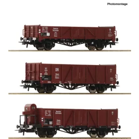   Roco 6600102 Nyitott teherkocsi-készlet, 3-részes Linz és Villach típusok, DRG (E2) (H0)