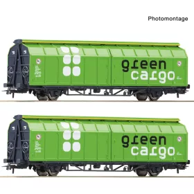   Roco 6600114 Eltolható oldalfalú teherkocsi-pár, Hbillns-v, Green Cargo (E6) (H0)