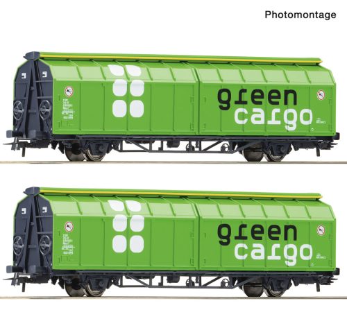 Roco 6600114 Eltolható oldalfalú teherkocsi-pár, Hbillns-v, Green Cargo (E6) (H0)