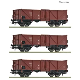   Roco 6600115 Nyitott teherkocsi-készlet, 3-részes Ommu, DR (E3) (H0)