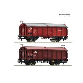   Roco 6600116 Eltolható tetejű teherkocsi-pár, Tcs, MÁV (E4) (H0)