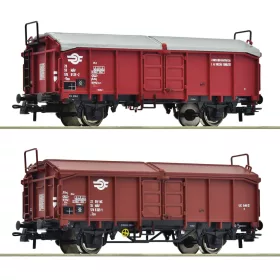   Roco 6600116 Eltolható tetejű teherkocsi-pár, Tcs, MÁV (E4) (H0)