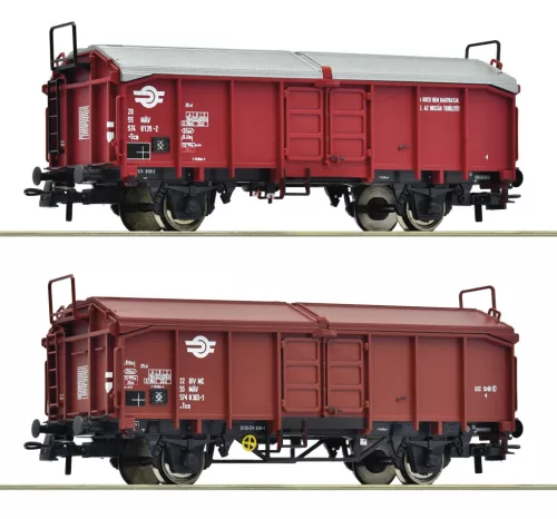 Roco 6600116 Eltolható tetejű teherkocsi-pár, Tcs, MÁV (E4) (H0)