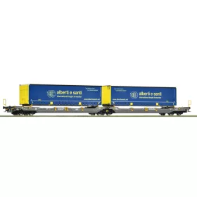   Roco 6600137 Konténerszállító iker-zsebeskocsi, Sdggmrss/T3000e, 2 db kamionfélpótkocsival, HUPAC (E6) (H0)