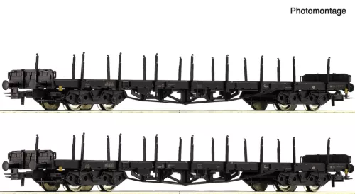 Roco 6600142 Rakoncás négytengelyes teherkocsi-pár, Rs 680, DB (E4) (H0)