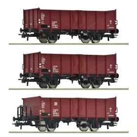   Roco 6600146 Nyitott teherkocsi-készlet, 3-részes El-u (Omu), DR (E4) (H0)
