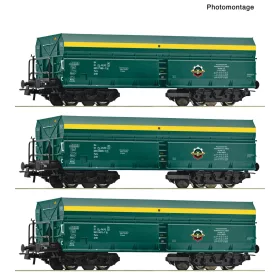   Roco 6600195 Nyitott négytenglyes teherkocsi-készlet, 3-részes Fads, PTKiGK (E5-6) (H0)