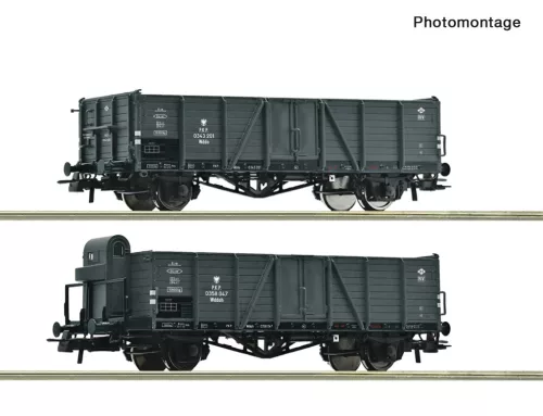 Roco 66000216 Nyitott teherkocsi-pár, Wddo (ex Villach), PKP (E3) (H0)