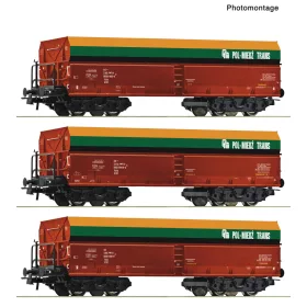   Roco 6600218 Önürítős négytengelyes teherkocsi-készlet, 3-részes Fals, Pol-Miedz Trans (E6) (H0)