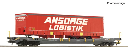 Roco 6600222 Zsebeskocsi, négytengelyes T5 Hupac, félpótkocsival - Ansorge Logistic (E6) (H0)