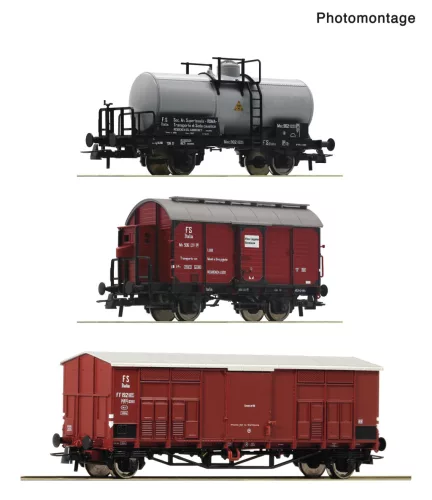 Roco 6600229 Teherkocsi-készlet, 3-részes olasz mellékvonai tehervonat, FS (E3) (H0)