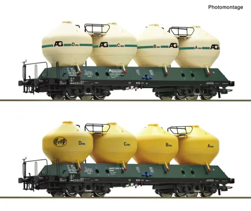 Roco 6600236 Poranyagszállító négytengelyes silókocsi-pár, Uacs 451.1, CSD (E4) (H0)
