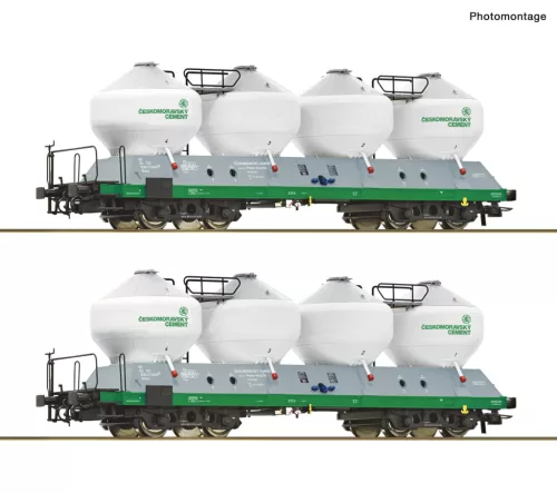 Roco 6600237 Poranyagszállító négytengelyes silókocsi-pár, Uacs, CD (E6) (H0)