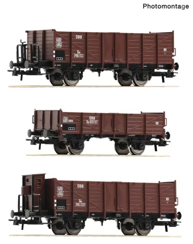 Roco 6600250 Nyitott teherkocsi-készlet, 3-részes Oa/Om, ÖBB (E3-4) (H0)
