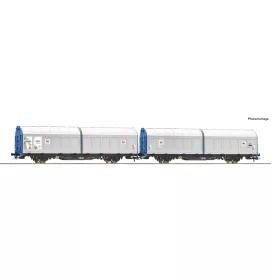   Roco 6600276 Dupla eltolható oldalfalú teherkocsi, Hiirrs, Transwaggon (E5-6) (H0)