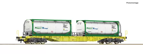 Roco 6600279 Konténerszállító négytengelyes teherkocsi, Sgns, tartálykonténerekkel - Pellegrini, GATX (E6) (H0)