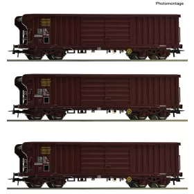   Roco 6600285 Rolótetős négytengelyes teherkocsi-készlet, 3-részes Taems, SNCF (E4) (H0)