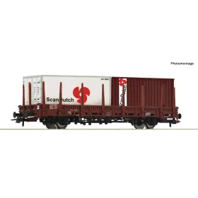   Roco 6600289 Rakoncás teherkocsi, Kbs, konténer rakománnyal - Scan Dutch, NS (E4) (H0)