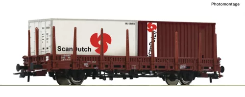 Roco 6600289 Rakoncás teherkocsi, Kbs, konténer rakománnyal - Scan Dutch, NS (E4) (H0)