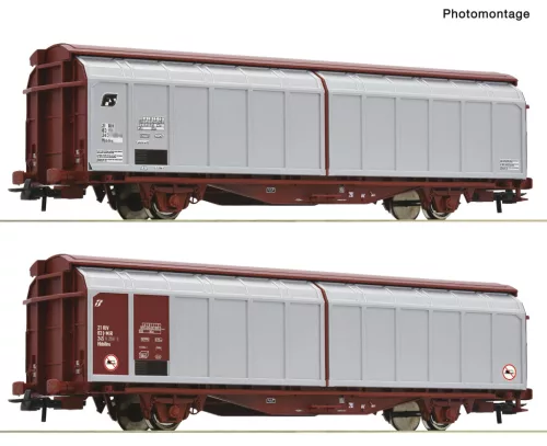 Roco 6600308 Eltolható oldalfalú teherkocsi-pár, Hbbillns, FS (E6) (H0)