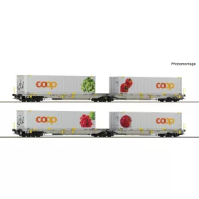   Roco 6600322 Dupla-zsebeskocsi-pár, T2000, railcare, Coop konténerekkel #1 (E6) (H0)