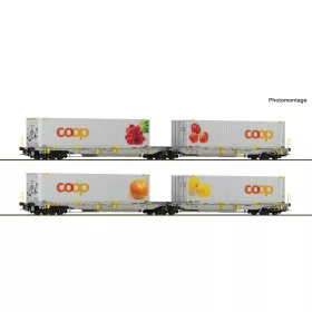   Roco 6600323 Dupla-zsebeskocsi-pár, T2000, railcare, Coop konténerekkel #2 (E6) (H0)