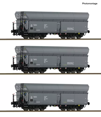 Roco 6600324 Önürítős négytengelyes teherkocsi-készlet, 3-részes Wap, PKP (E4) (H0)