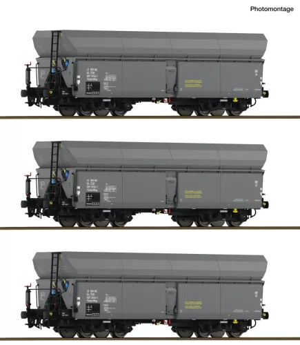 Roco 6600325 Önürítős négytengelyes teherkocsi-készlet, 3-részes Wap, CSD (E4) (H0)