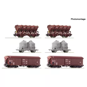   Roco 6600329 Display: Rangierbahnhof/Schüttgut teherkocsi-készlet, DB (E4) (H0)