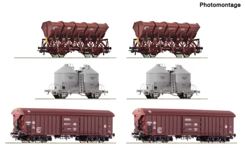 Roco 6600329 Display: Rangierbahnhof/Schüttgut teherkocsi-készlet, DB (E4) (H0)