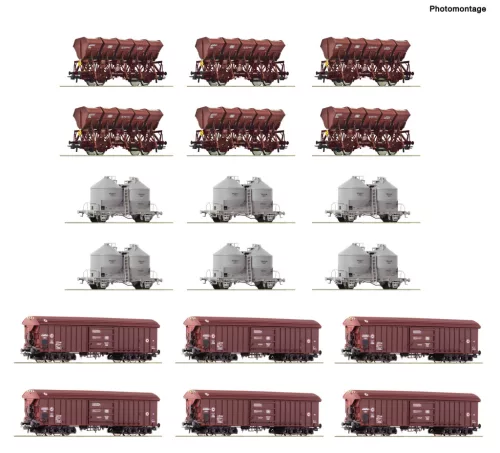 Roco 6600330 Display: Rangierbahnhof/Schüttgut teherkocsi-készlet, 18-részes, DB (E4) (H0)