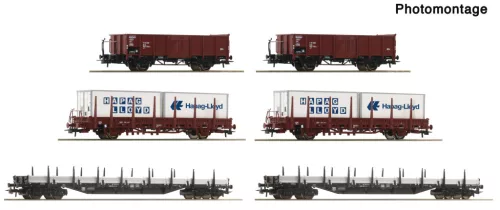 Roco 6600334 Display: Rangierbahnhof teherkocsi-készlet, 6-részes, DB (E4) (H0)