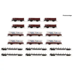   Roco 6600335 Display: Rangierbahnhof teherkocsi-készlet, 18-részes, DB (E4) (H0)