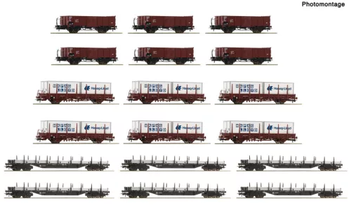 Roco 6600335 Display: Rangierbahnhof teherkocsi-készlet, 18-részes, DB (E4) (H0)