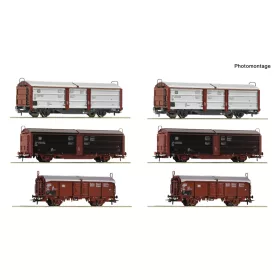   Roco 6600339 Display Rangierbahnhof, eltolható oldalfalú és tetejű teherkocsik, 6-részes, DB (E4) (H0)